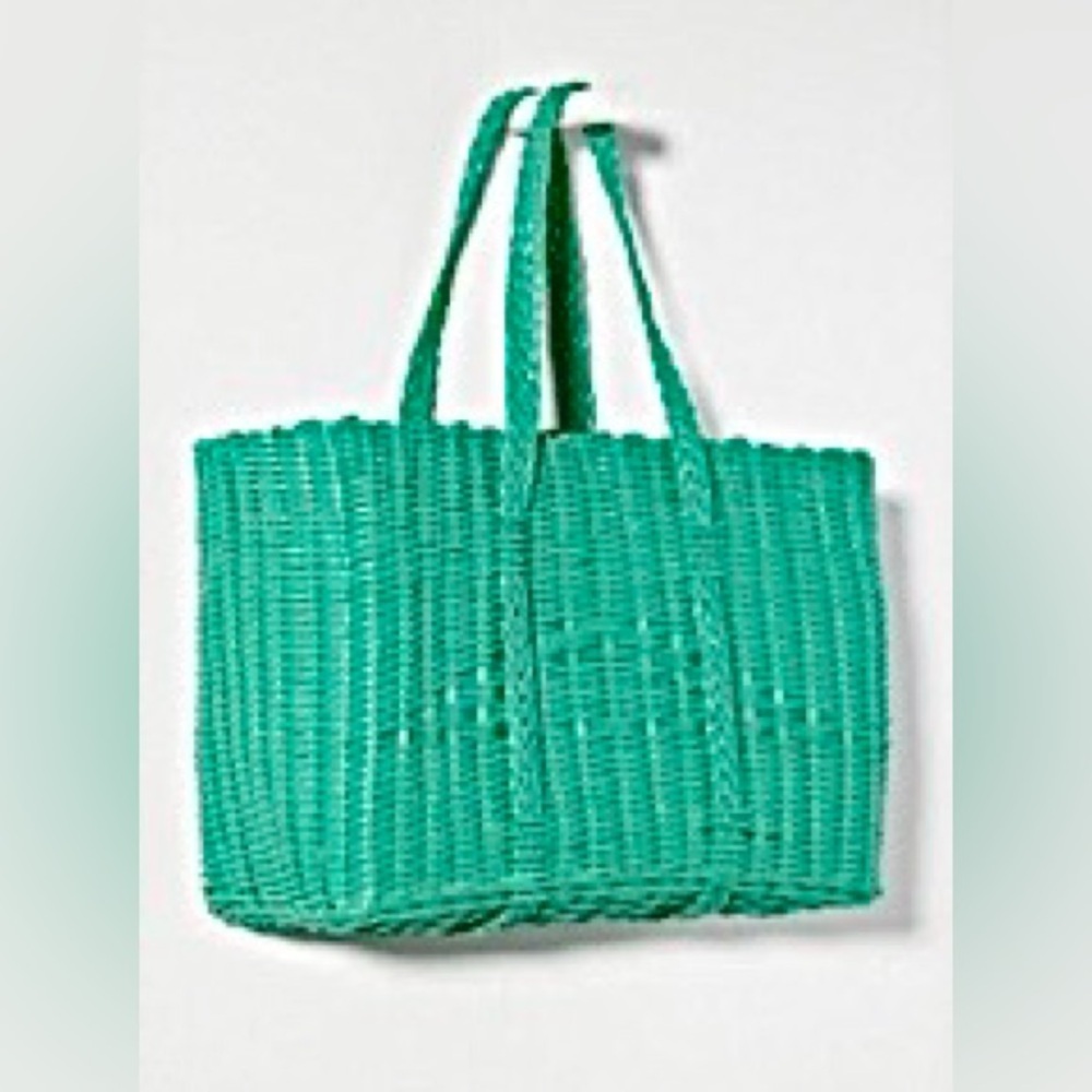 Anthropologie Woven Tote NWT Green Summer Market Bag